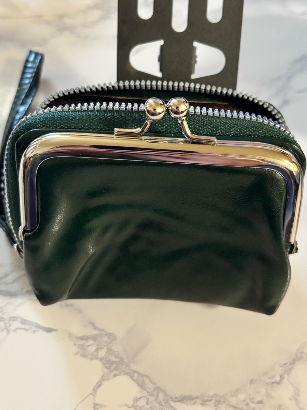 Women's Convertible Dark Green Coin Purse Wallet